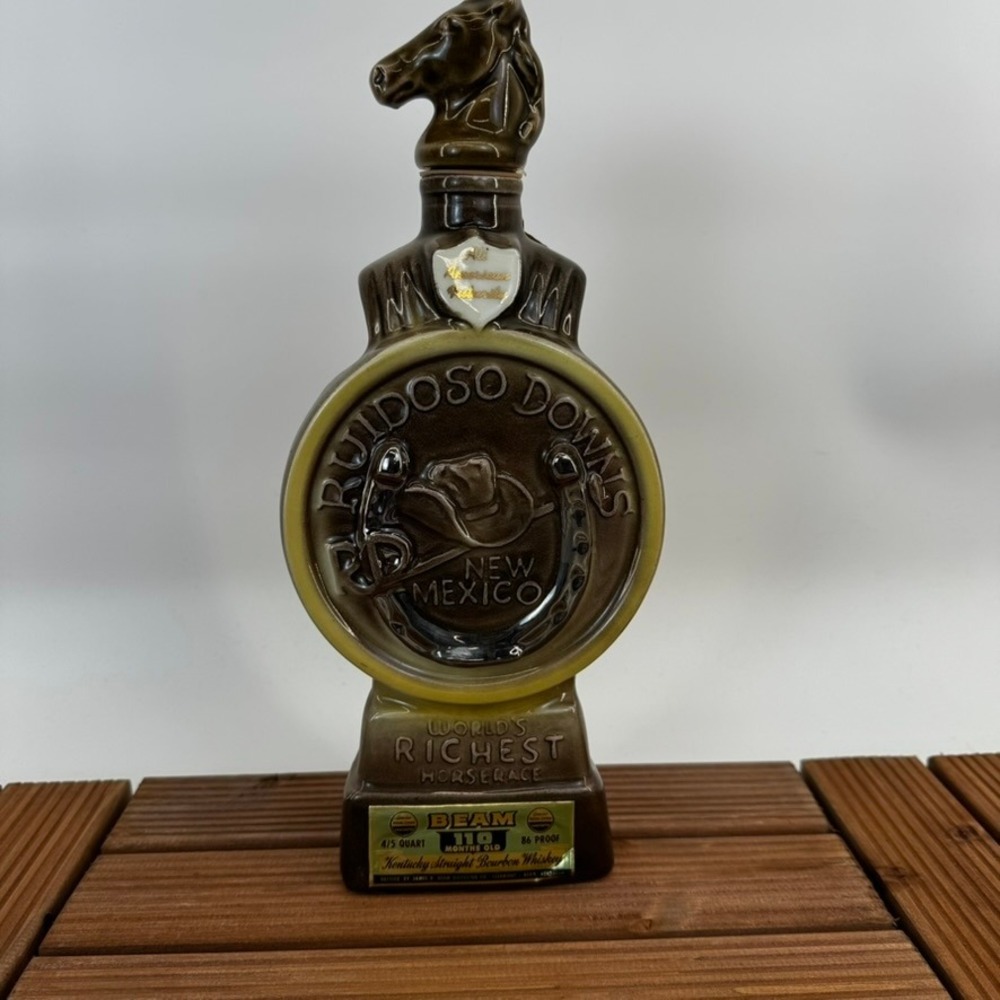 Jim BEAM Horse Racing Ruidoso Downs New Mexico Whiskey Bottle Collectible